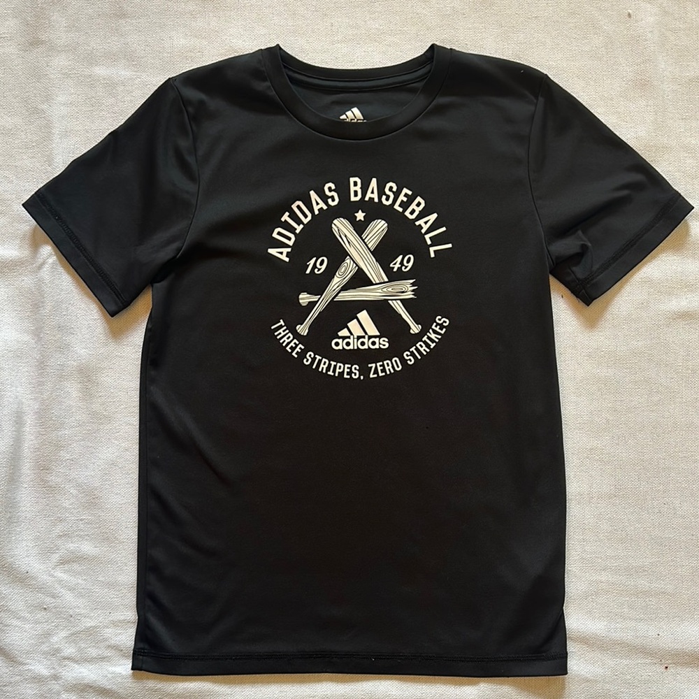 Adidas Boys Black Baseball Graphic Tee